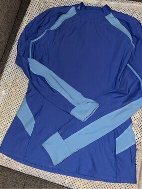 Under Armour Women's Two-Tone Blue Long-Sleeve Rash Guard cold gear SMALL